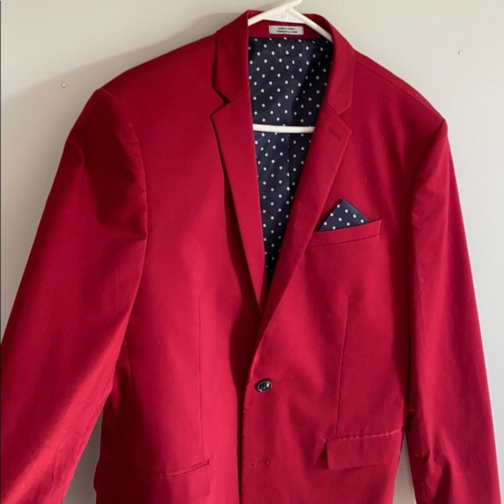Red Express Blazer with Polka Dot Inside lining